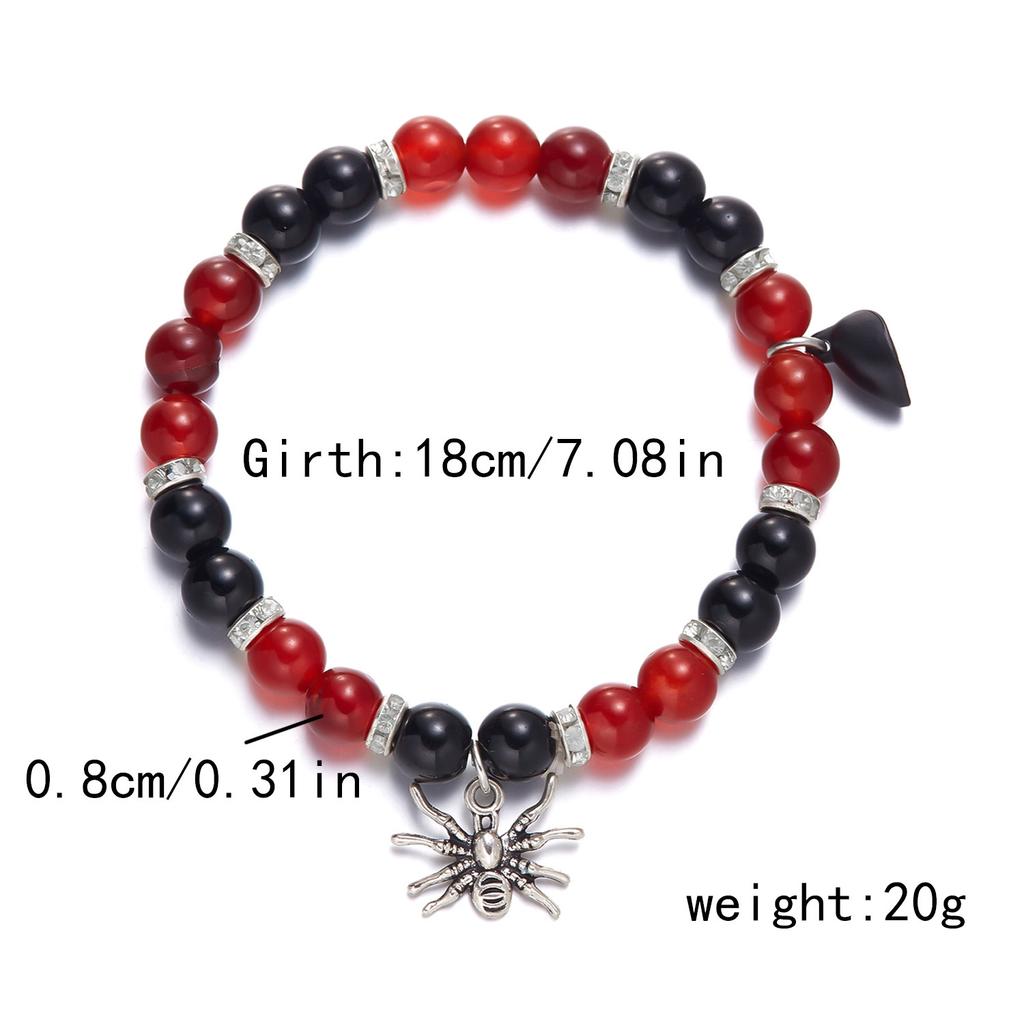 2P Halloween Couple Fashion Personality Spider Bead Elastic Bracelet Bracelet Date Travel Banquet Party Holiday Dressing Gift