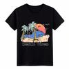 Beach Vibes Sunset Palm Tree Dad Hat, Summer Ocean Wave Graphic Cap for Outdoor