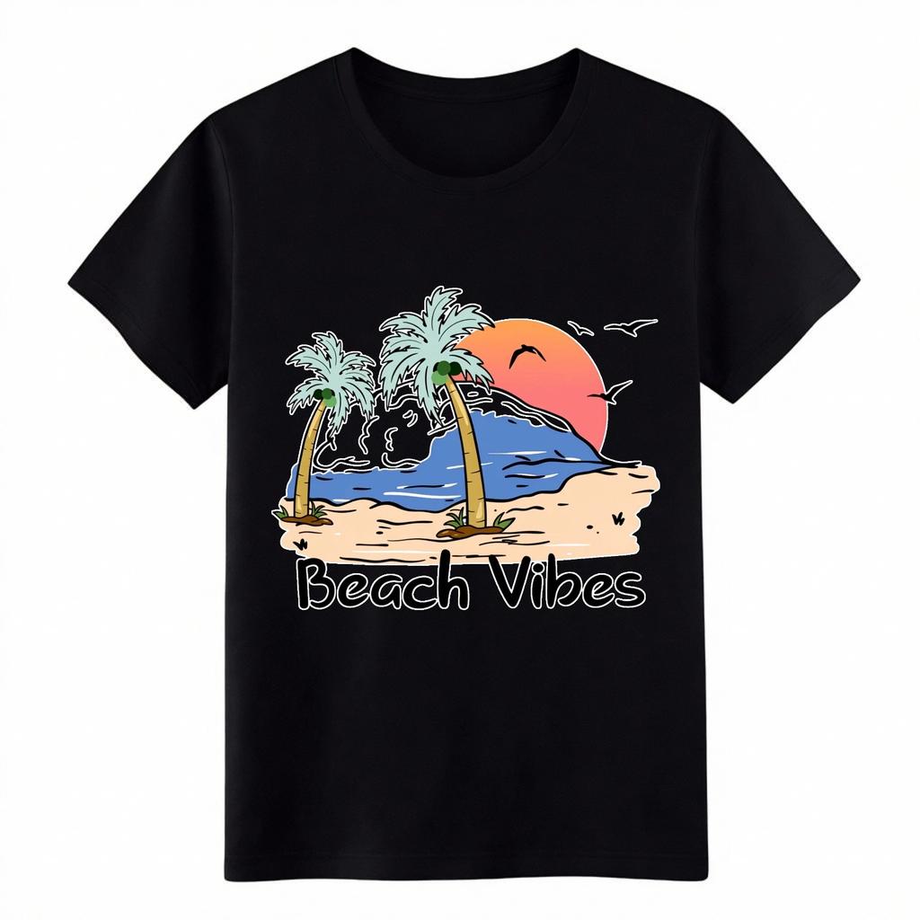 Beach Vibes Sunset Palm Tree Dad Hat, Summer Ocean Wave Graphic Cap for Outdoor