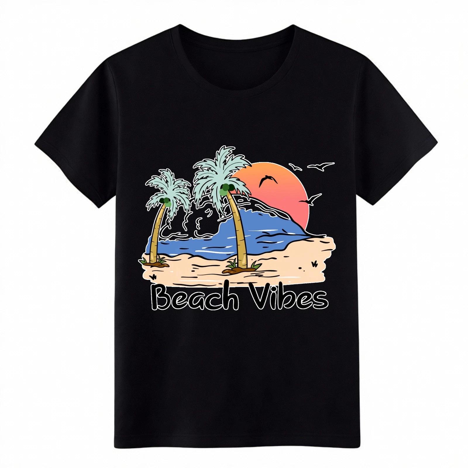 Beach Vibes Sunset Palm Tree Dad Hat, Summer Ocean Wave Graphic Cap for Outdoor S