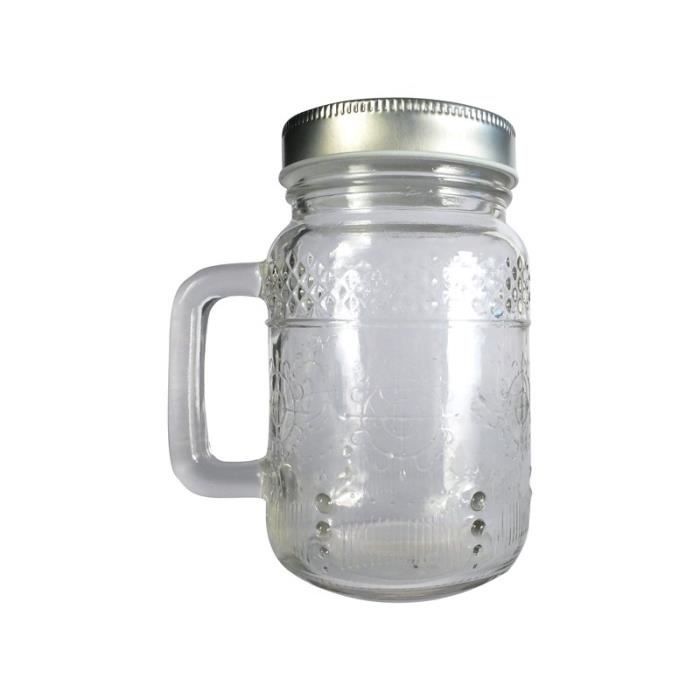 Bocal en verre de 473 ml avec poignée 'Graine Créative - Mes P'tits Bocaux Créatifs' Arabesque