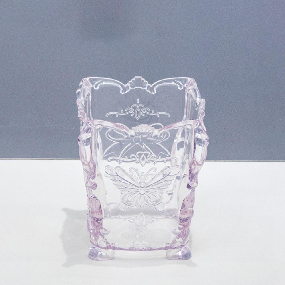 

Transparent Design Cotton Pad Storage Box Pink Color Butterfly Pattern Nails Storage Box Organizer Case Cotton Pads Holder