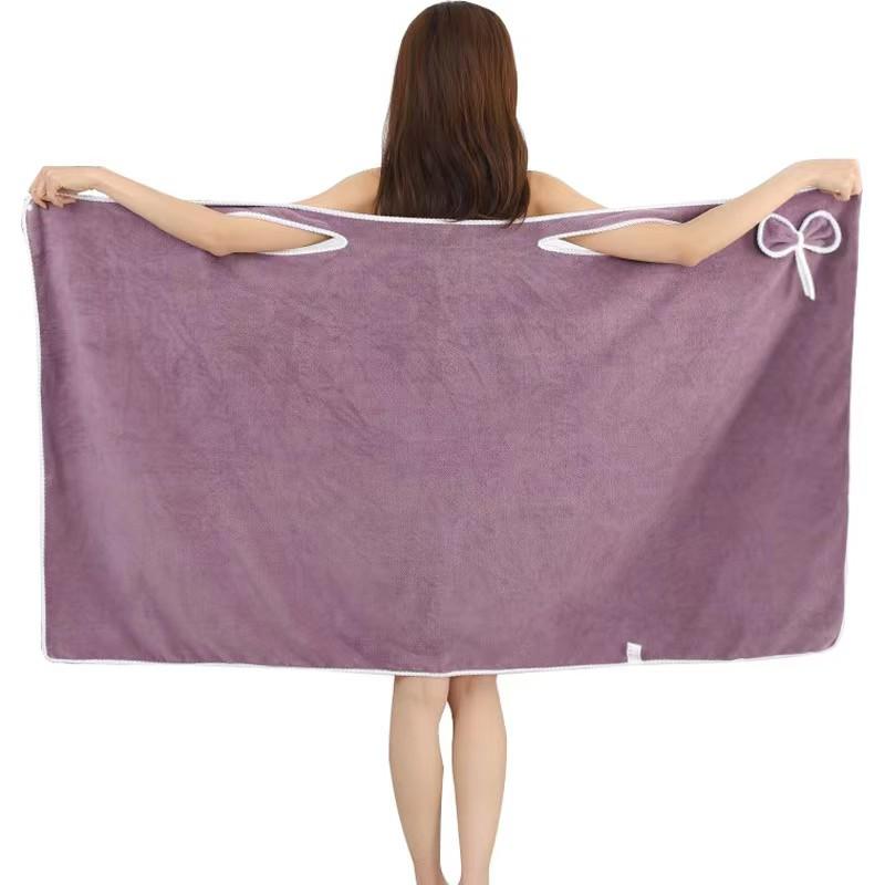 Super Soft Women's Coral Fleece Bath Skirt: Wearable, Absorbent Bath Towel with Pockets and Suspenders