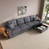 Modular L-Shaped Sofa with Freely Positionable Storage Ottoman, Double Armrest Storage, Charging Ports On Both Armrests and LED Mood Light
