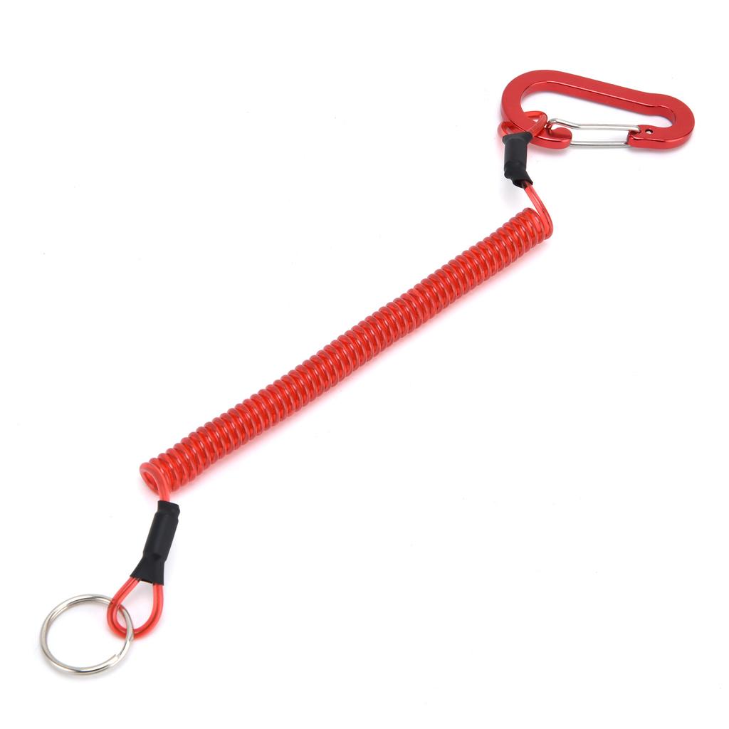 Fishing Lanyards Rope Retractable Safety Spring Coiled Ropes Keychain AccessoriesRed