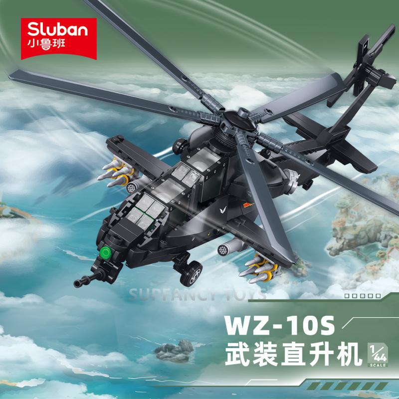 Sluban Premium-Quality 419Pcs Military-Style First-Class Gunship High-Standard Helo First-Class Low Premium-Quality Altitude Top-Grade