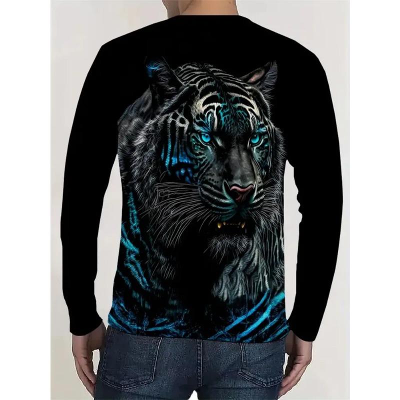 3D Printed Cool Tiger T-Shirt for Men Fun Animal Pattern Tees Summer Street Round Neck Tops Oversized T Shirts