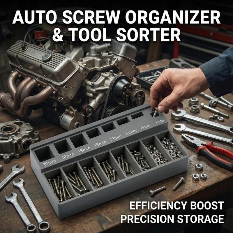 Robust ABS Construction Screw Bolt Organizer Sorter Tray Offering Screw Sorting For Easy Organization In Car