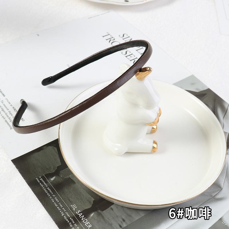 

Новые женские винтажные простые тонкие повязки для волос из искусственной кожи, простые твердые повязки для волос ручной работы, элегантные обручи для волос