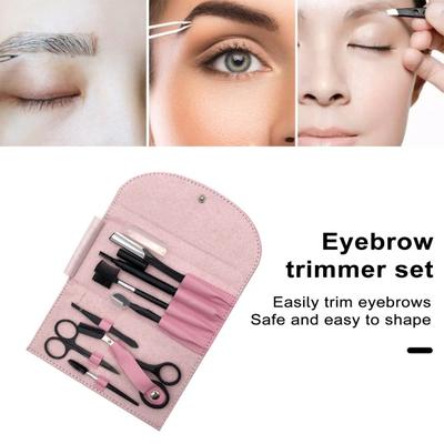 Set per la Depilazione delle Sopracciglia 8 Pezzi Kit per la Modellatura e la Cura delle Sopracciglia Set di Strumenti di Bellezza con Borsa in Similpelle Rasoio Forbicine per Sopracciglia Pennello Pettine