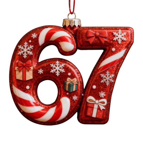 67 Christmas Ornament 2D Flat Funny Six Seven Meme Christmas Decoration