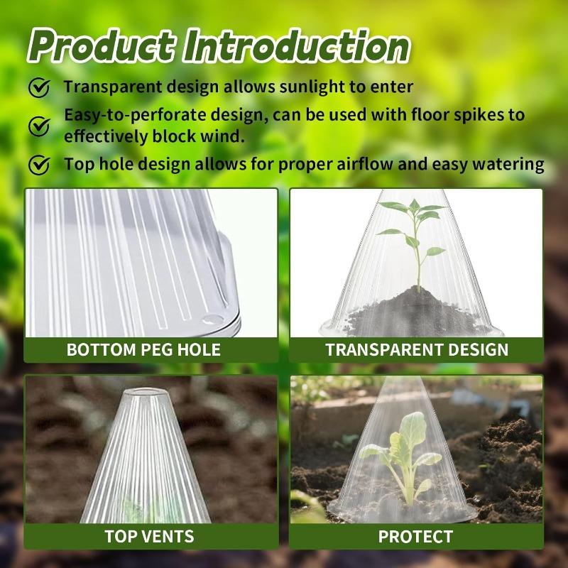100PCS Gardening Greenhouse Plant Covers Transparent Garden Cloches for Plants Reusable Bell Plant Cover Plastic Small Plant Seedling Protector