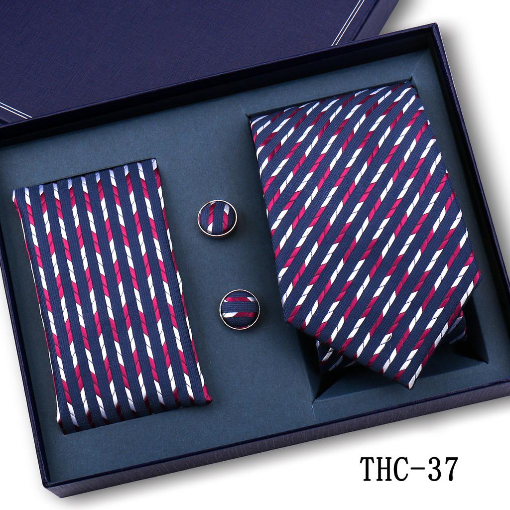 Men'S Business Tie Pocket Square Scarf Gift Box Set Formal Wedding Professional Shirt Trendy Tie Worker