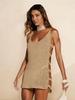 Sexy U Neck Sleeveless Knit Horizontal Stripes Side Cut Out Beach Vacation Dress 2025 Summer Beachwear Women's Mini Dresses K90