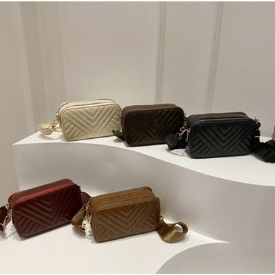 Ensfarvet mote sytråd trend ensfarget diamant ny vinter bred skulderstropp dame crossbody skulder liten firkantet veske