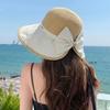 Wide Brim Bow Fisherman Hat Weave Straw Hat Fashion Sun Cap  Climbing