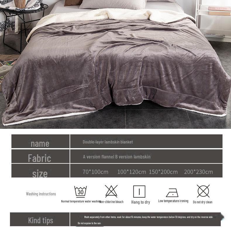 New Double-Layer Thick Lambskin Leisure Blanket for Sofa or Office Nap