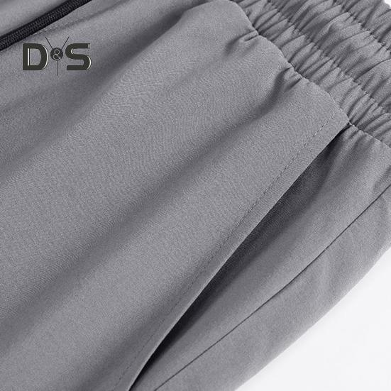 Pantaloni scurți pentru bărbați, talie reglabilă cu cordon, pantaloni casual cu buzunare întărite, culoare solidă, pantaloni scurți largi de vară sport