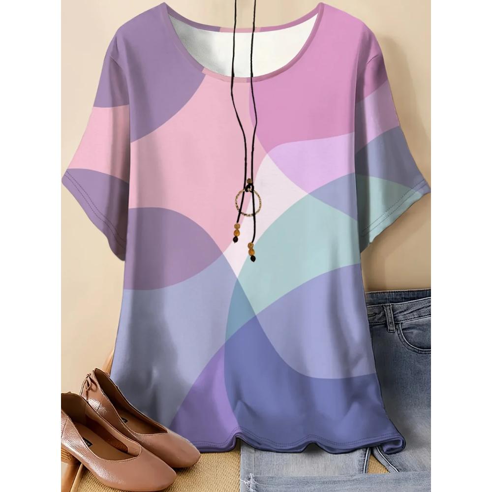 Fashion Striped Printed Women's Top Casual Versatile Short Sleeve Comfortable Breathable T-Shirts Women’s