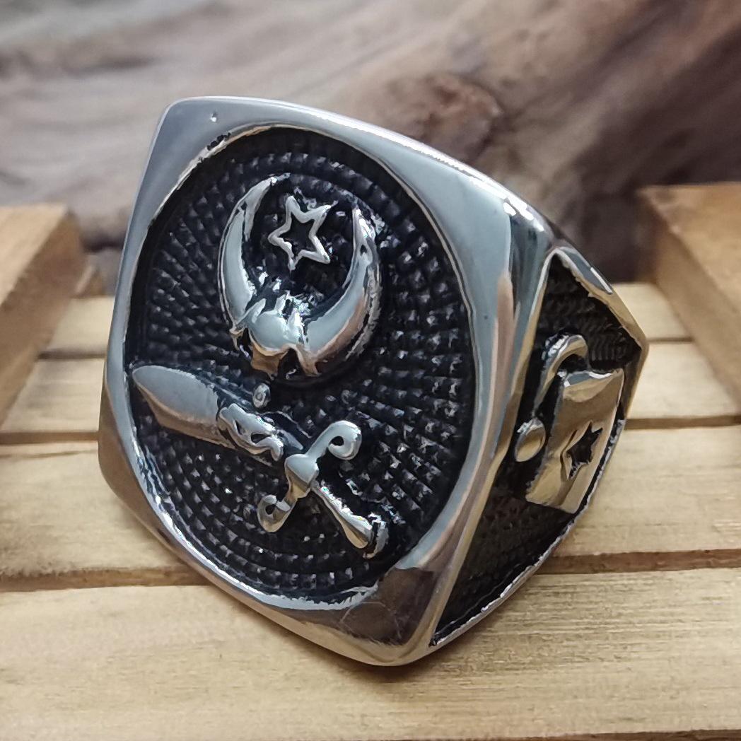 Stainless Steel Unisex Masonic Ring - Fashionable Titanium Design Size 13