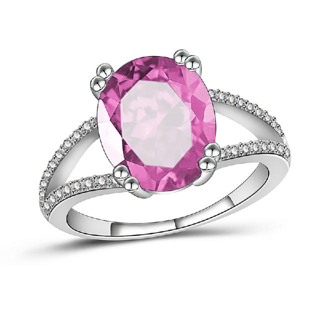 

Модні жіночі каблучки 925 проба срібні ювелірні вироби овальної форми сапфір циркон дорогоцінний камінь пальці каблучки прикраси для жіночого весілля обіцянки партії 10 рожевий