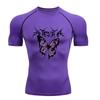 Gym Fitness T-shirt Sports Exercise Butterfly Print Short-sleeved Men's Running Tight Summer Sportswear Quick-drying Top