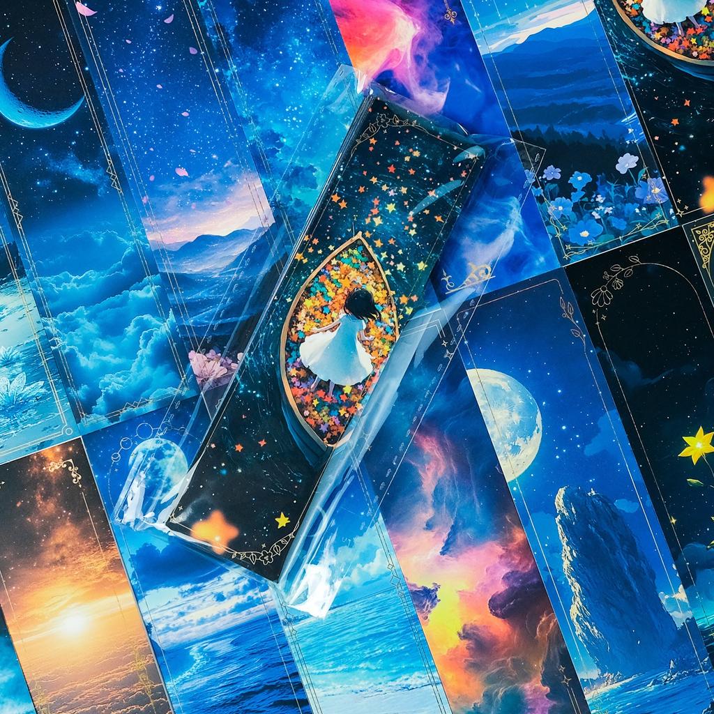 20 Fantasy Night Starry Sky Theme Anime Style Paper Bookmarks Merchandise Bookmarks