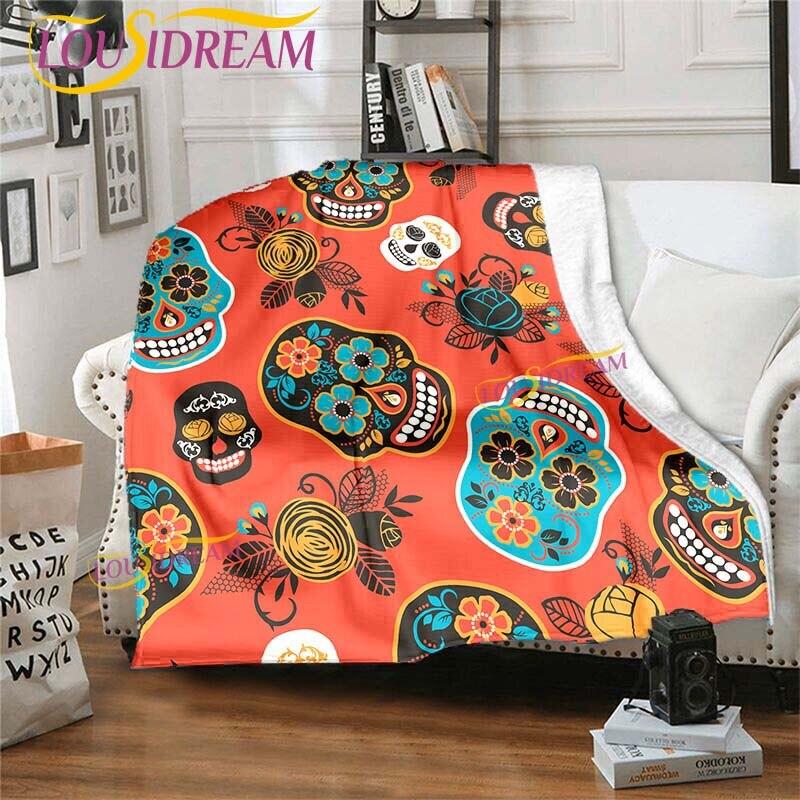 

Ковдра з черепом із цукерок Ковдра з черепом Диван Підодіяльник Дорожня постільна білизна Розетка Плед Ковдра Фланелева ковдра Покривало 75x90cm