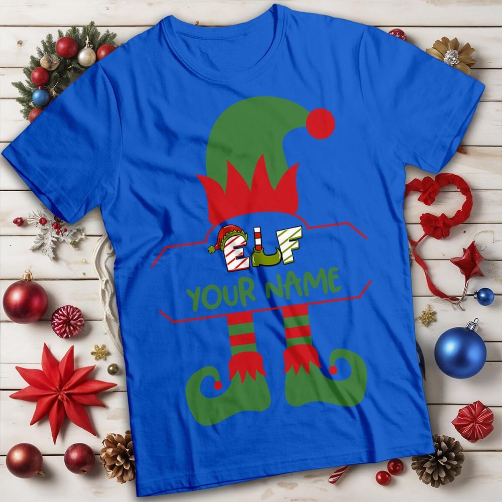 Personalised Unisexs And Unisexs Elf Hat Christmas Tshirt Tee Mc