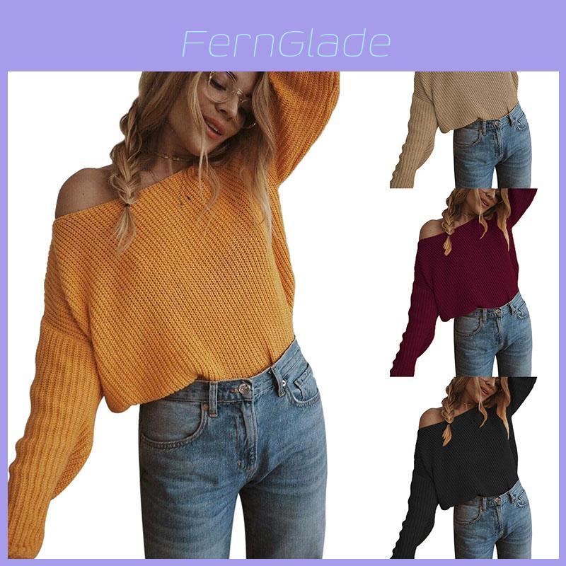 Premium Plus Size Autumn Womens Sweaters Off The Shoulder Pullover Sweater Long Sleeve For Stylish Comfort