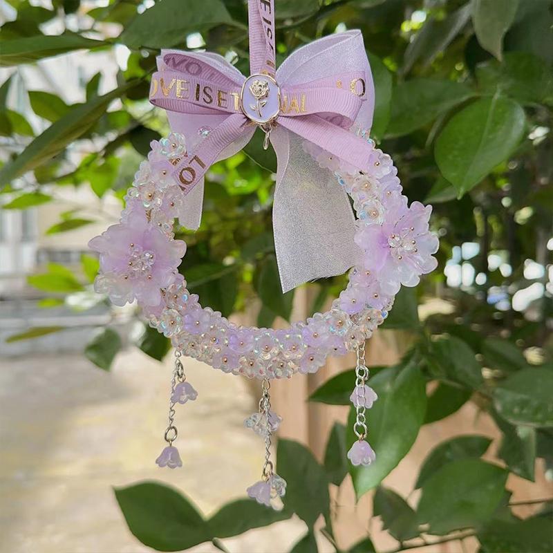 Lucky Flower Car Pendant Car Rear View Mirror Hanging Decoration Car Ornaments Women's Auto Interior Trim Weding Gifts