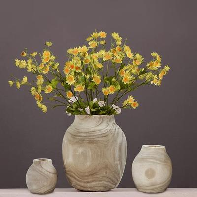 1 Stück Kunstblume Trockenblumen-Vase Holzhandwerk Massivholz Blumenarrangement Kreative Heimdekoration