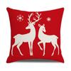 New Red and White Christmas Pillowcase Homewares Cartoon Elk Linen Sofa Pillowcase