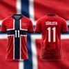 Unisex Norway Inspired No.9 Football T-shirt 3D Print Norwegian Pattern Breathable Short Sleeve Sports Jersey for Adults Kids