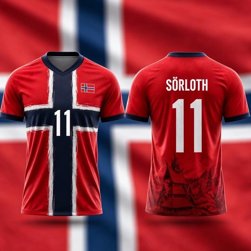 Unisex Norway Inspired No.9 Football T-shirt 3D Print Norwegian Pattern Breathable Short Sleeve Sports Jersey for Adults Kids