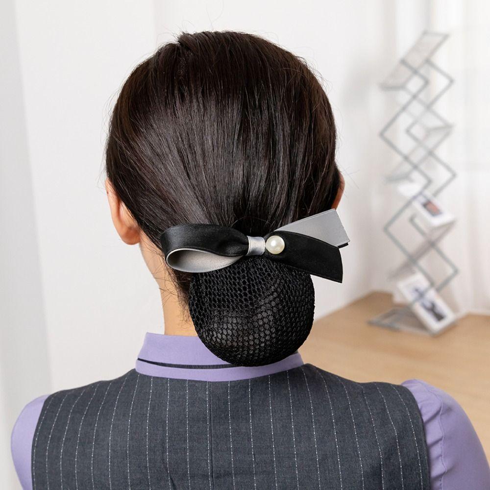 Ribbon Bowknot Spring Clip Korean Style Nurse Hair Clip Vintage Hair Net Cover  Girls