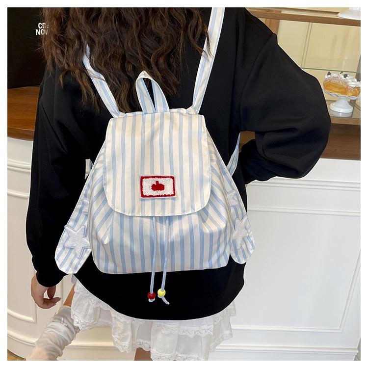 Schoolbag1011 Summer New Cute Rabbit Ear Bag Large Capacity Backpack Commuter Backpack High Value Striped Travel Bag