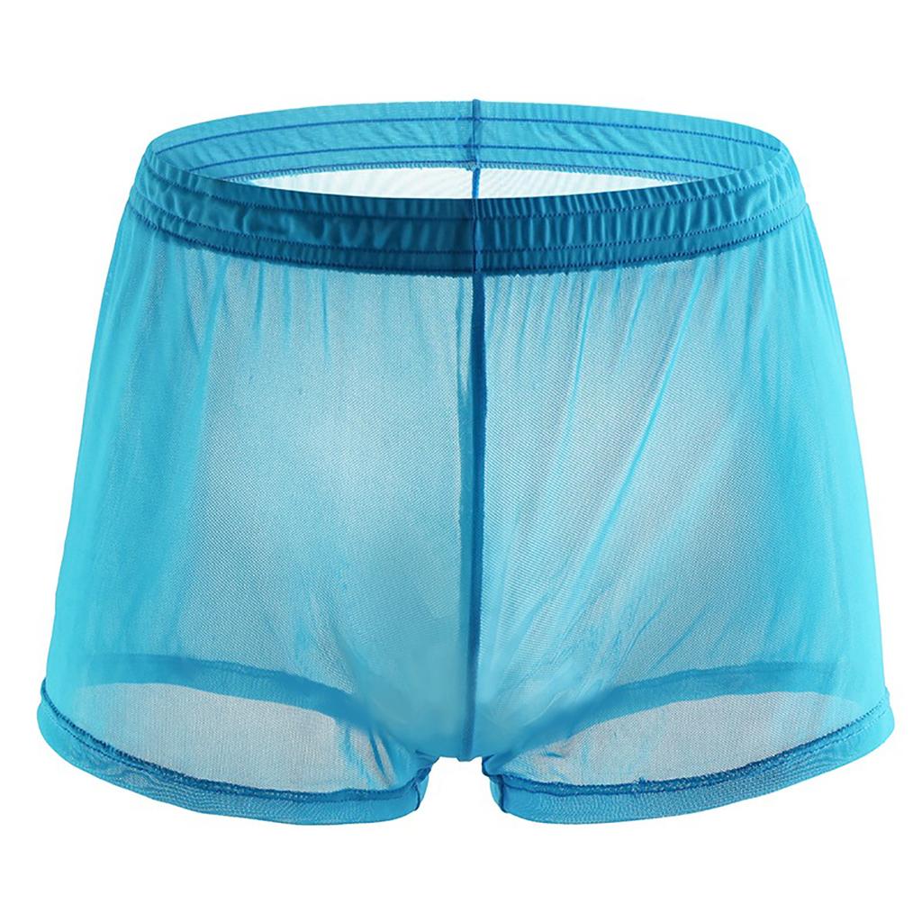 Soutong See Through Men Color Mesh Yarn Underpants Solid Mid Waist Transparent Thin Boxer Underwear For Daily Wear
