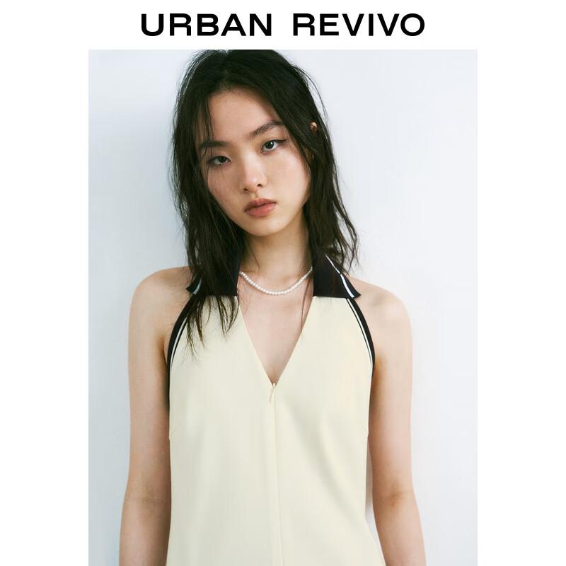 UR 2025 Spring Color-block Bow Halter Neck Mini Dress