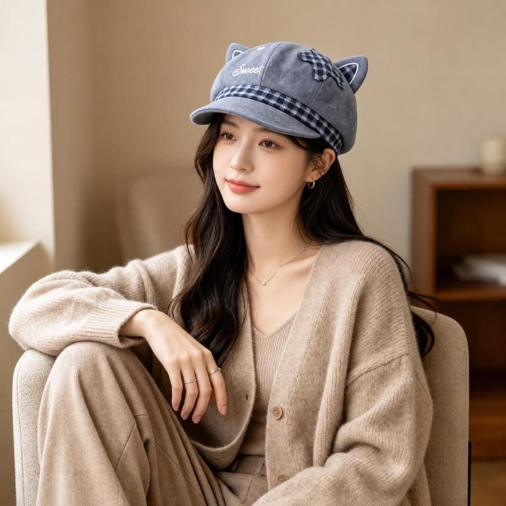Cat Ears Women's Beret Anime Baseball Cap Fashion Newsboy Cap Autumn and Winter
