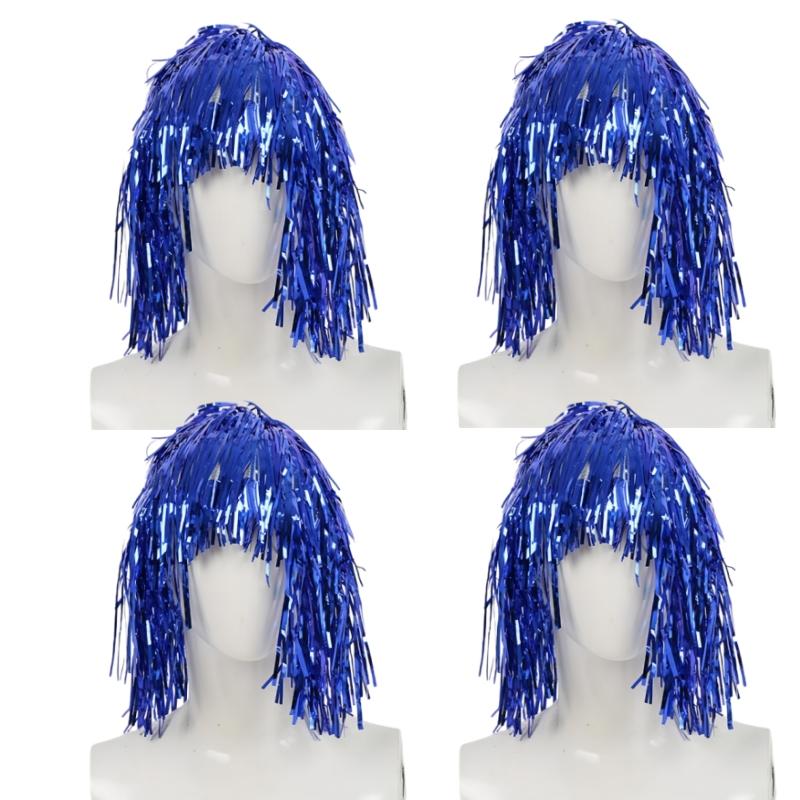 Glanzende Tinsel Pruik Metallic Maskerade Disco Hoed Folie Tinsel Pruiken Voor Volwassenen Verkleedfeest Als Fotorekwisiet Cosplay Benodigdheden