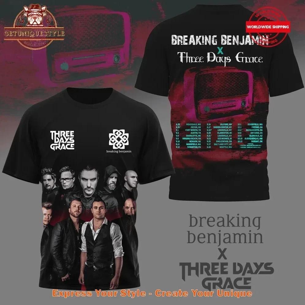 Breaking Benjamin x Three Days Grace Trasa 2026 Harmonogram Koszulka 3D