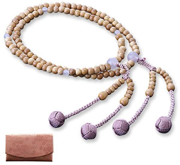 Kyoto Buddhist Altar Hayashi Prayer Beads Shingon Buddhism Hassun Boxwood Rose Quartz Official Ceremony Bag Kyoto Prayer Beads (For Women) [Bead Set]