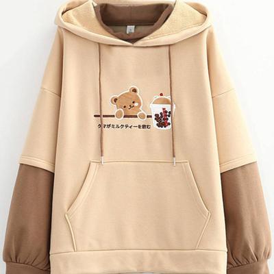 Winter Warm Anime Women's Kawaii Round Neck Long Sleeved Hoodie Fashion Super Street
