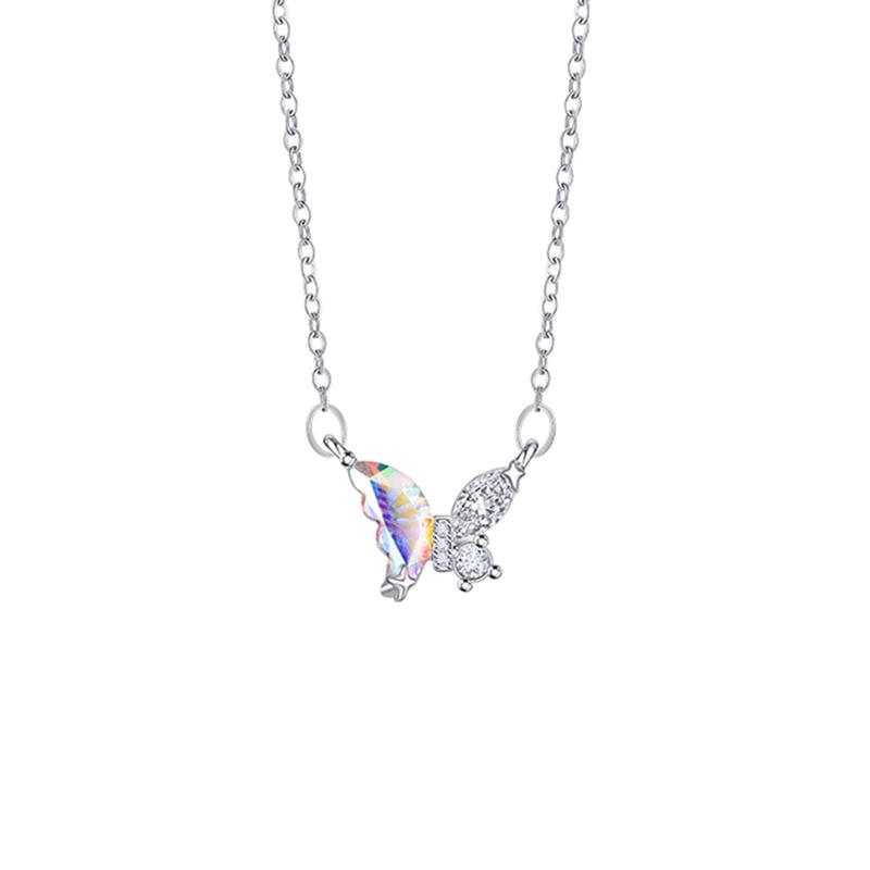 Iridescent Butterfly Necklace, Women's Stainless Steel Clavicle Chain, Light Luxury Jewelry