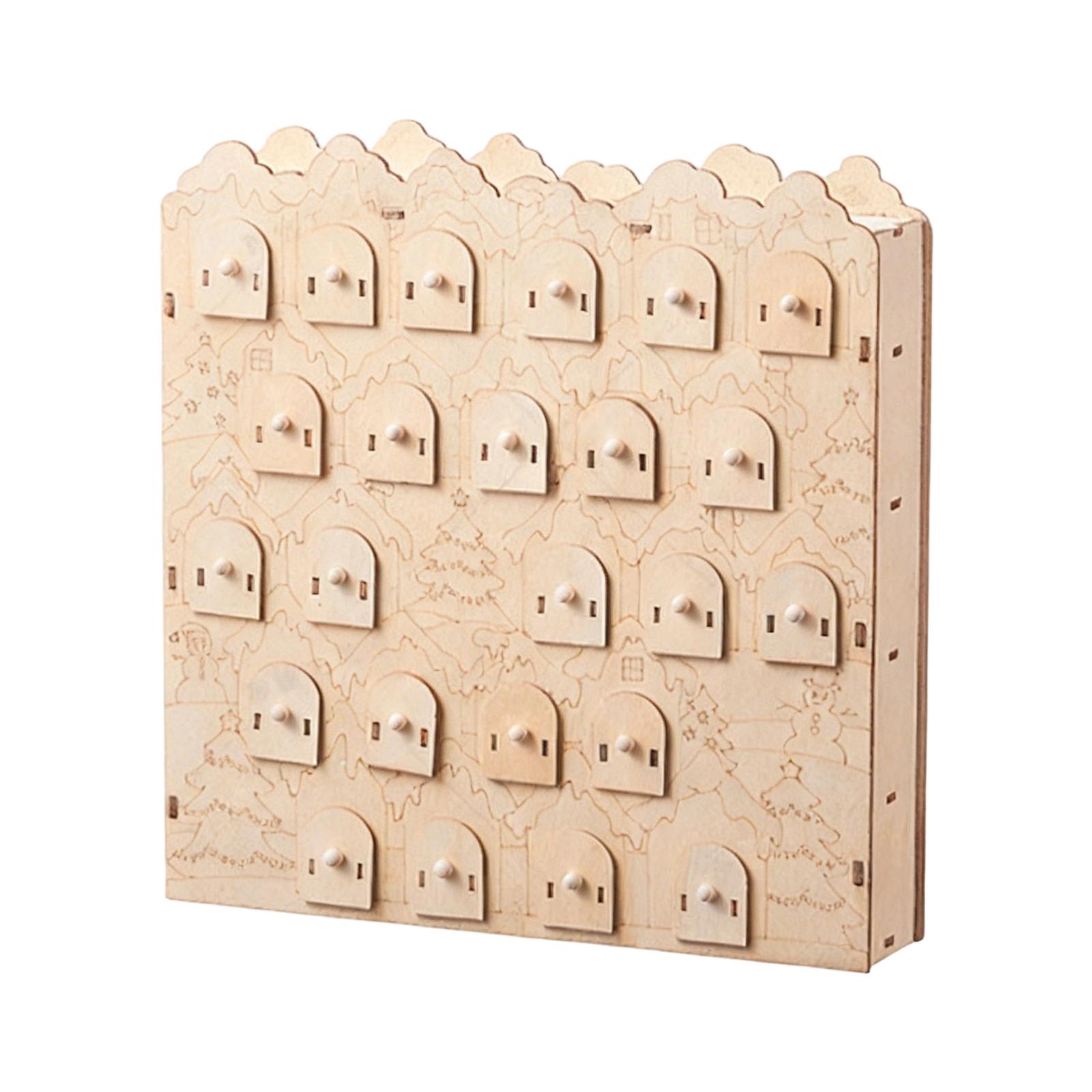 

Деревянное рождественское украшение со светодиодной подсветкой, 24-дневный календарь обратного отсчета для Адвента, креативный деревянный рождественский подарок. One Size