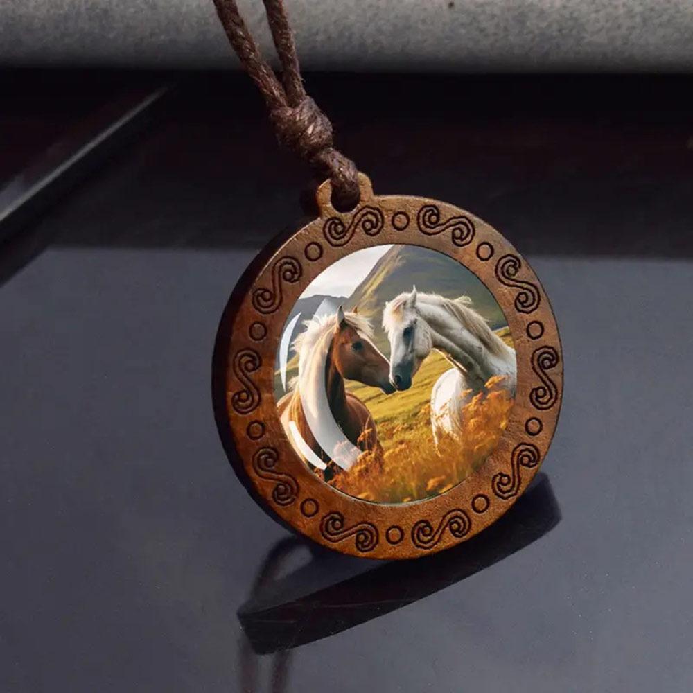 Cadena de Cuero Colgante de Madera Collar Ropa Boho Colgante Cadena de Suéter Vintage para Mujeres Hombres