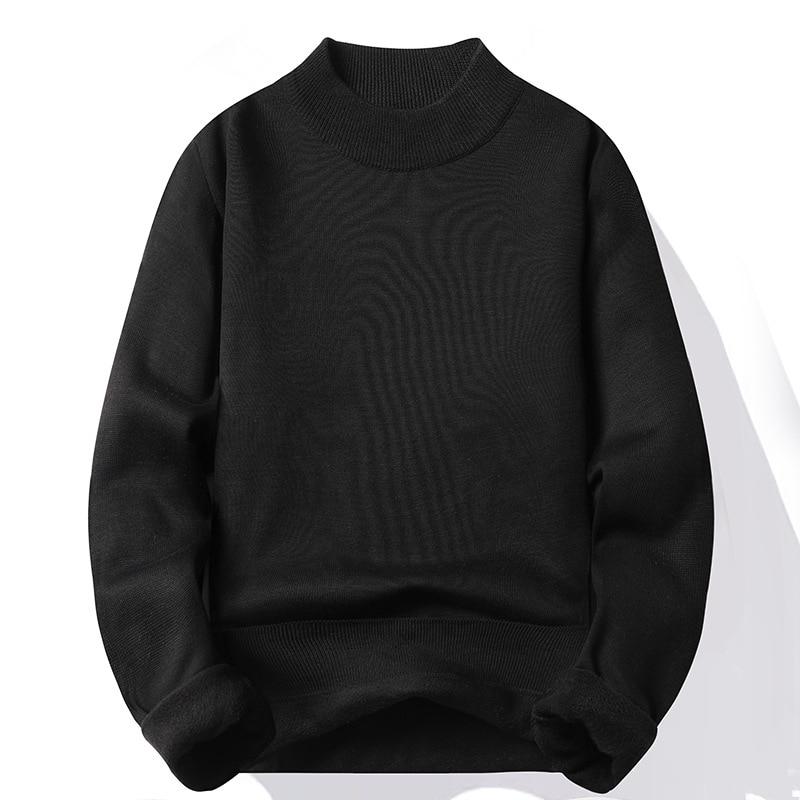 Moda męska Casual Slim Fit Basic sweter z dzianiny z golfem wysoki kołnierz sweter męski podwójny kołnierzyk jesienno-zimowa bluzka