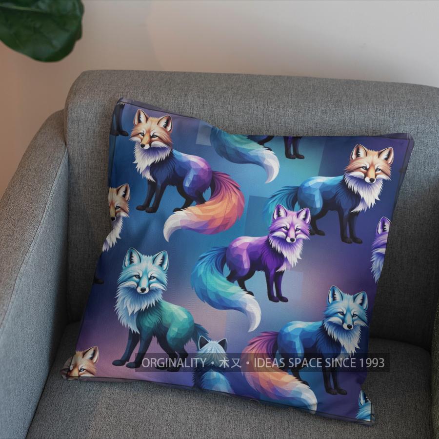 2D Buntes Geometrisches Fuchs Muster Kissenbezug Muster Kissenhülle Geeignet für Sofa Schlafzimmer Auto Kissenbezug