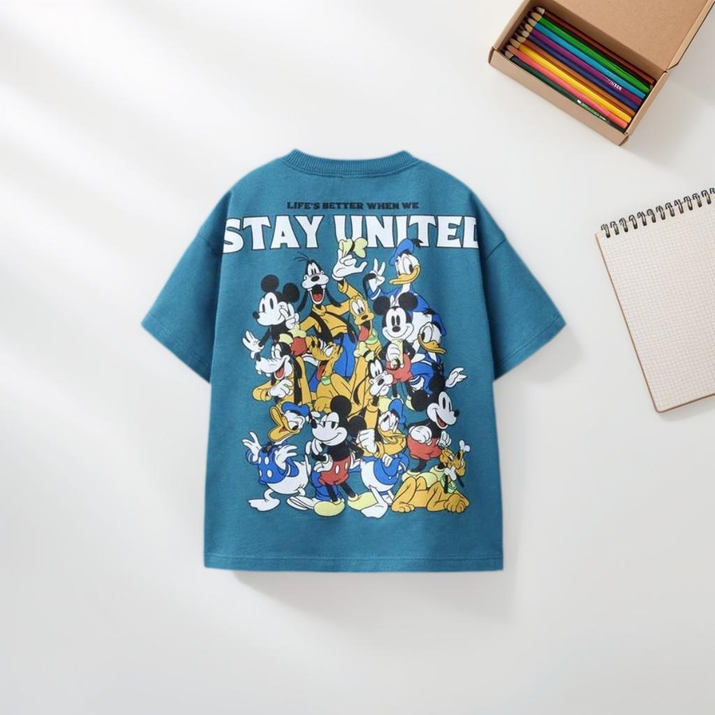 Мультяшные футболки Disney Летняя детская одежда Модные Популярные Универсальные Топы с коротким рукавом Футболка для девочки Мальчика Повседневная футболка с круглым вырезом 100